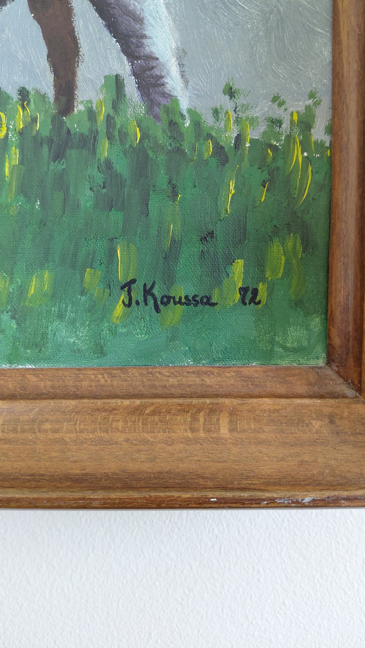 Olíumálverk af hestum (1972) 47x67 cm, J. Koussa
