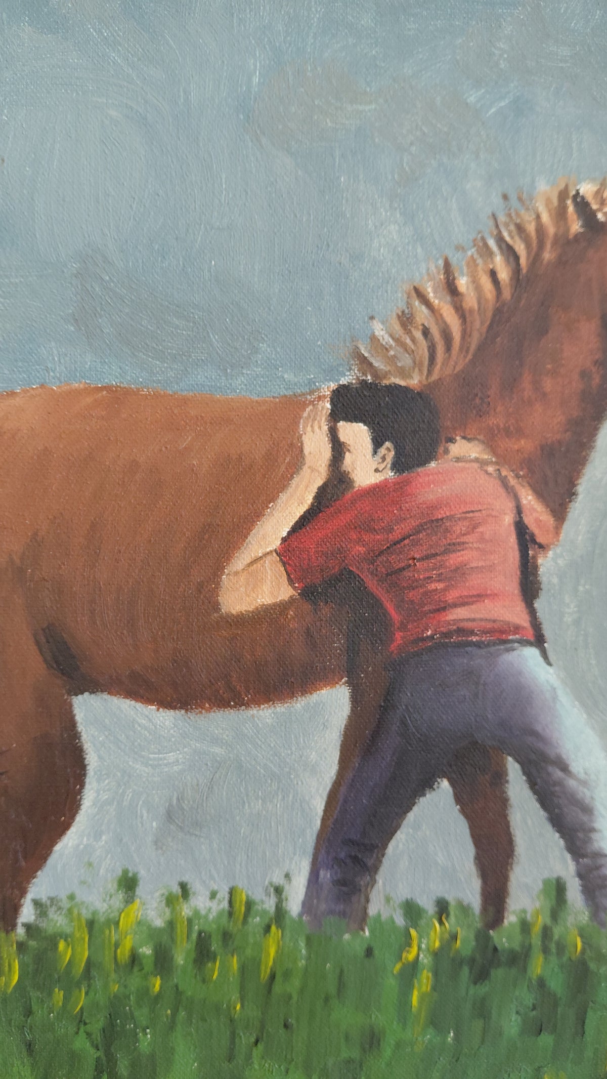 Olíumálverk af hestum (1972) 47x67 cm, J. Koussa