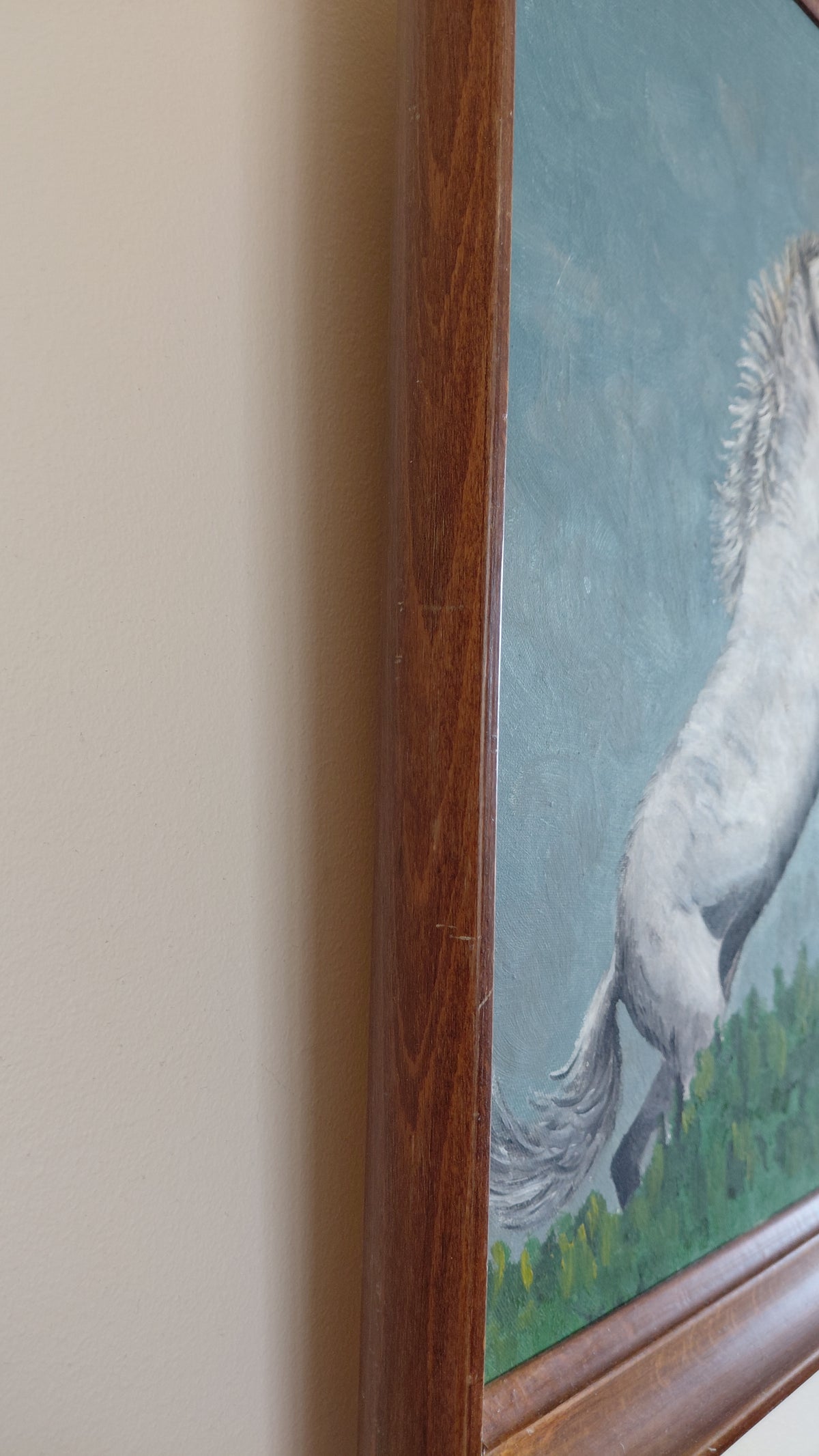 Olíumálverk af hestum (1972) 47x67 cm, J. Koussa