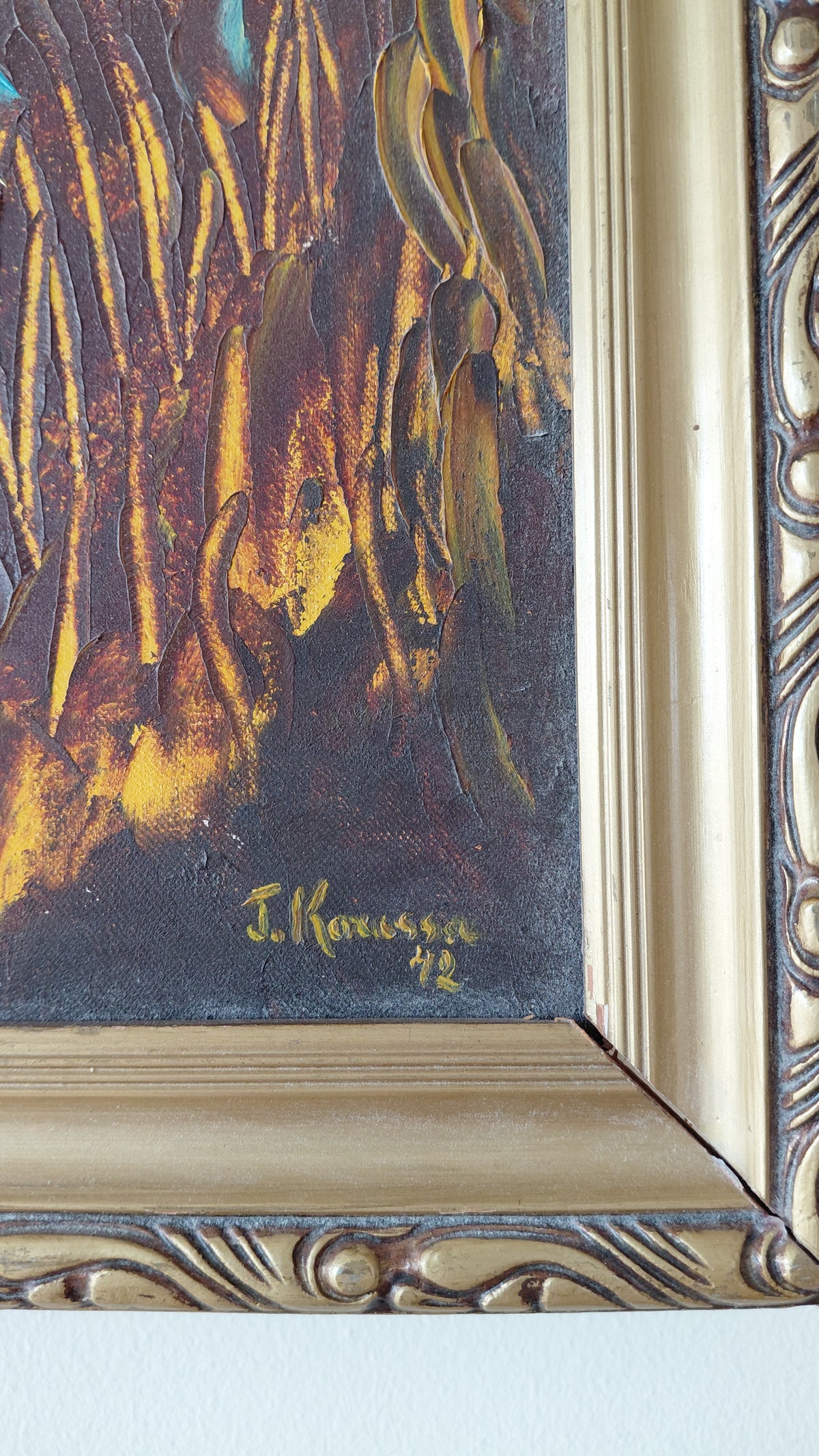 Vintage olíumálverk- Landslag  (1972), J. Koussa
