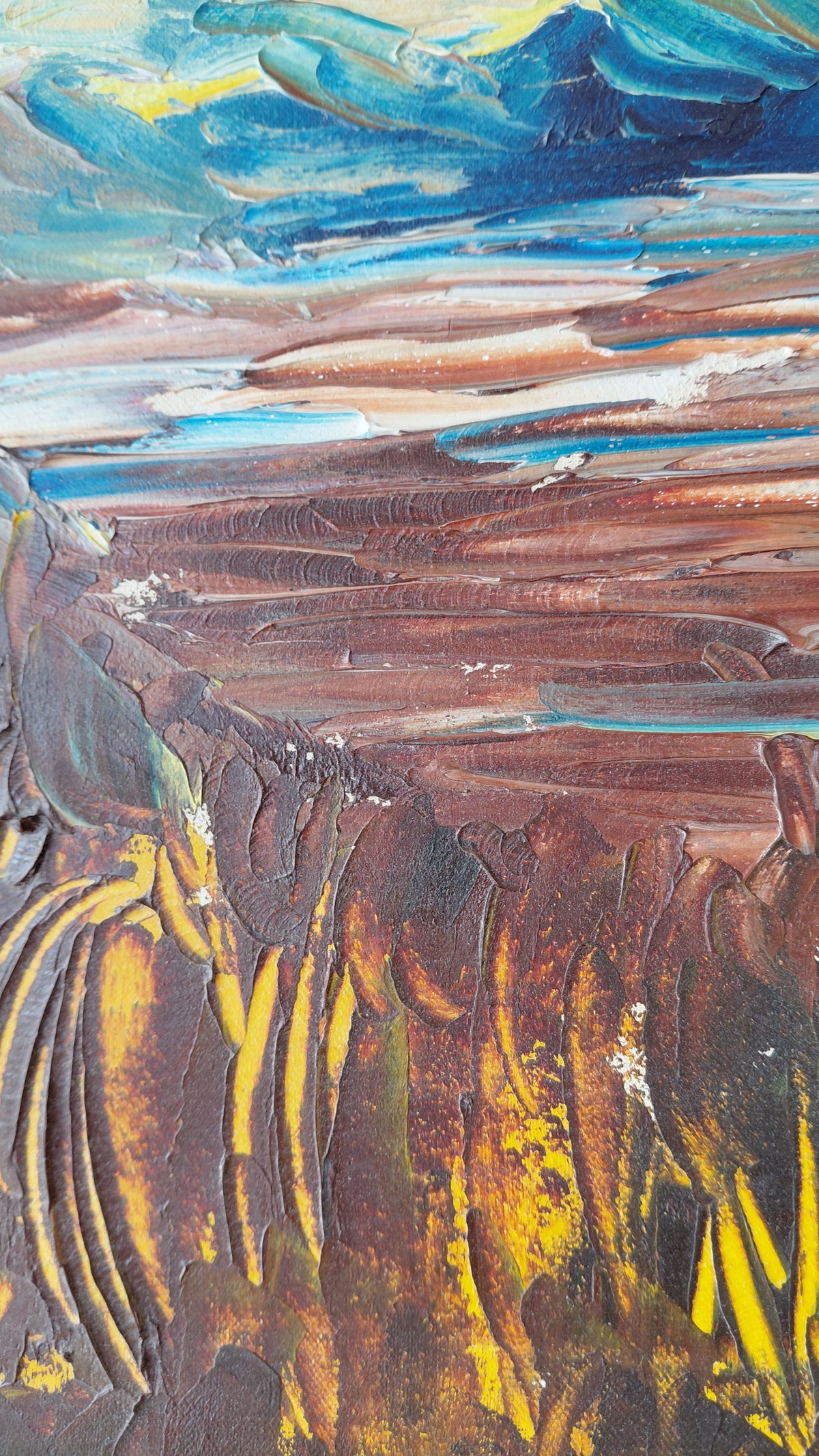 Vintage olíumálverk- Landslag  (1972), J. Koussa