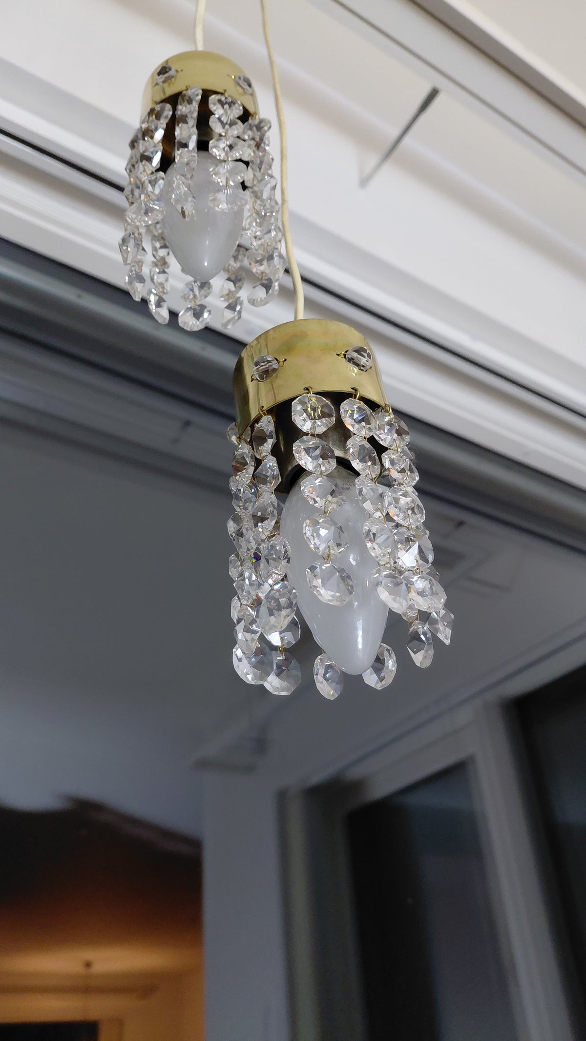 Tvöfalt kristal ljós, hangandi loftljós, Vintage