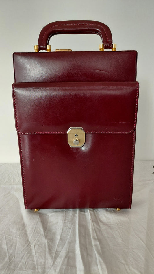 Vintage leðurskjalataska með talnalás (1980-1990), Saddler