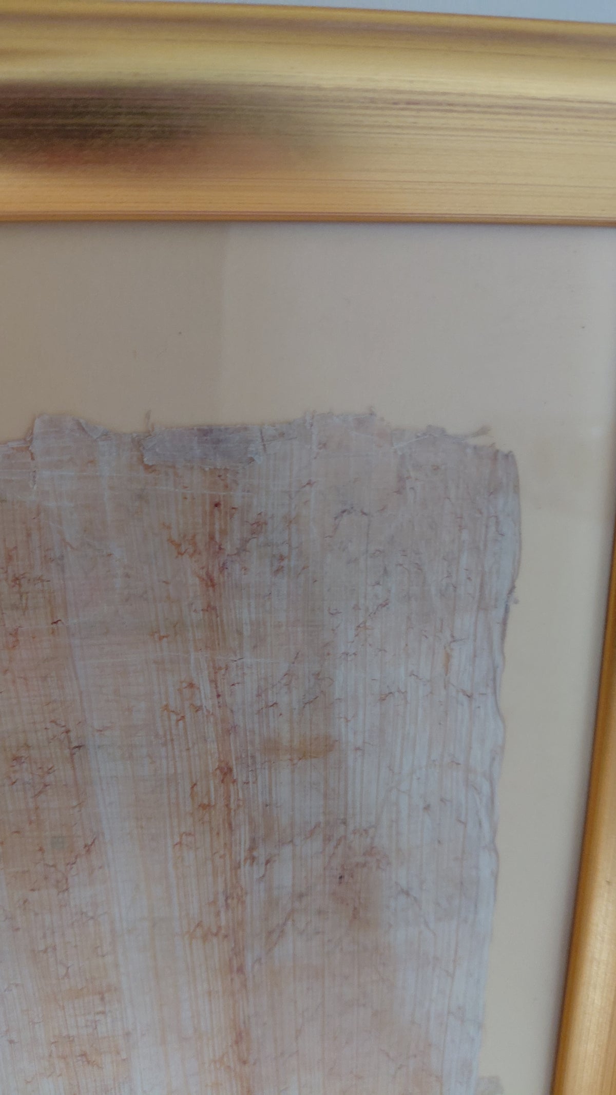 Stór egypsk papírusmynd í gullramma – 199x101 cm, Ókunnur listamaður