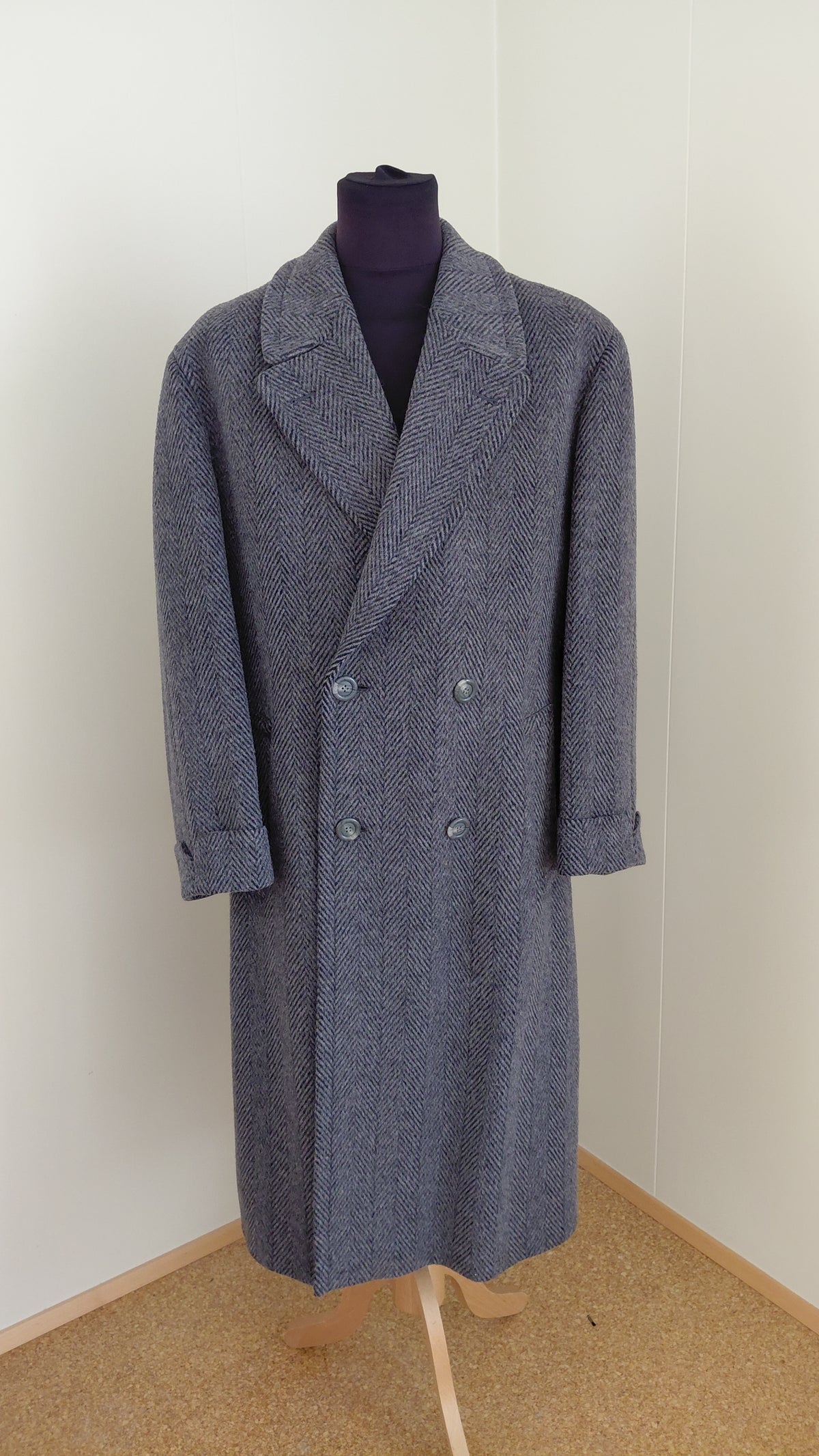 Vintage Herringbone ullar frakki úr Lama/Alpaka ull (1980-1989), EUR 54, Oscar Jacobson (Made in Sweden=