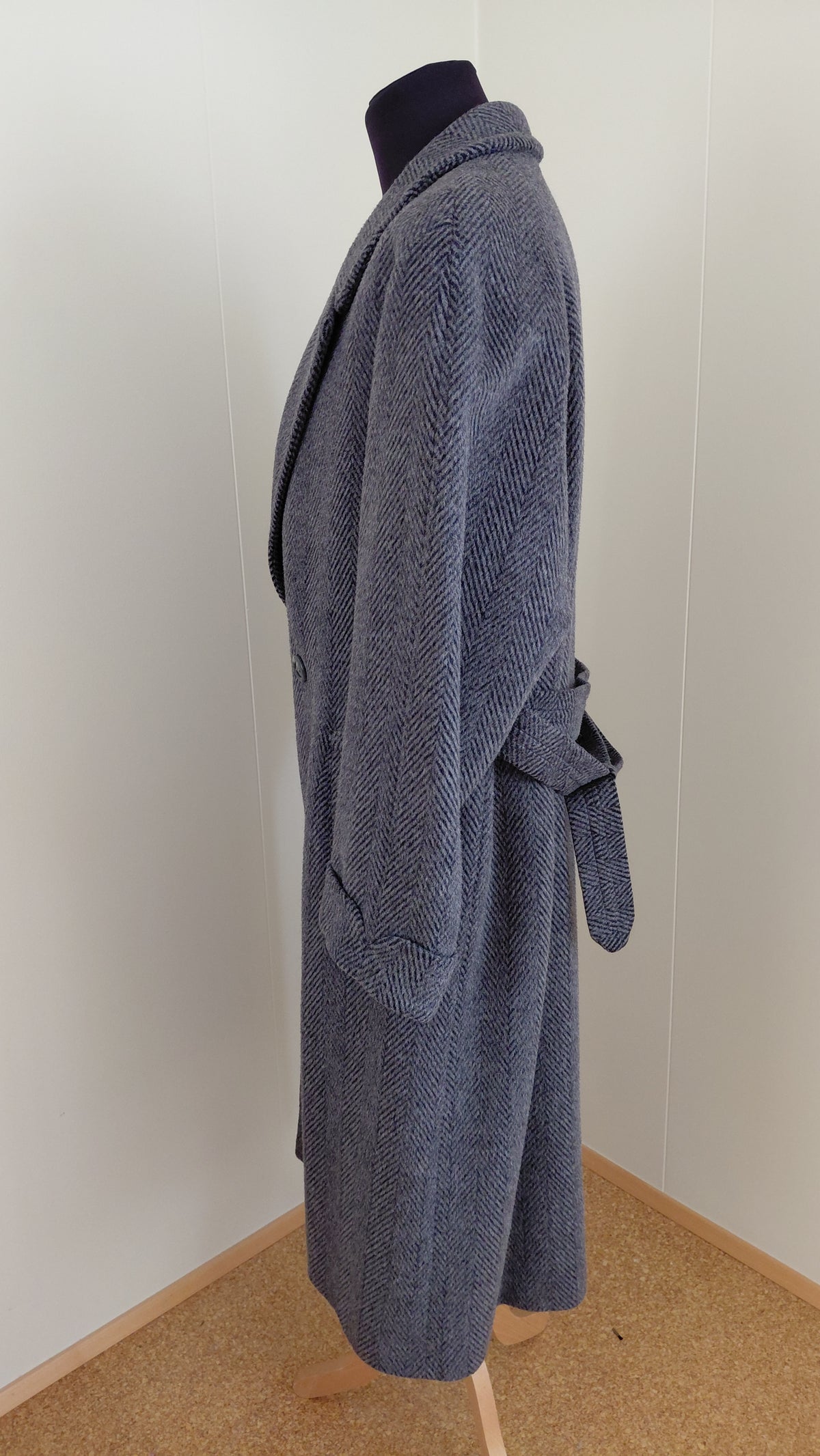 Vintage Herringbone ullar frakki úr Lama/Alpaka ull (1980-1989), EUR 54, Oscar Jacobson (Made in Sweden=