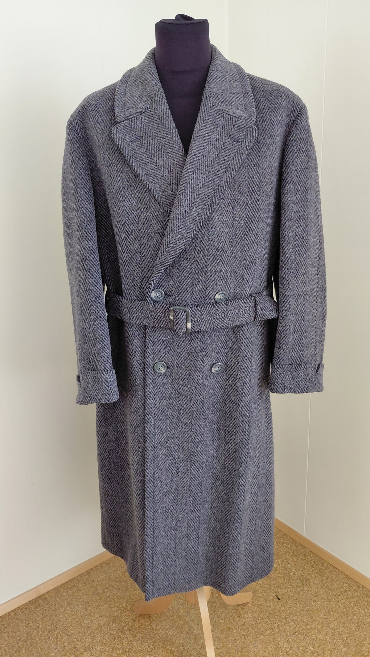 Vintage Herringbone ullar frakki úr Lama/Alpaka ull (1980-1989), EUR 54, Oscar Jacobson (Made in Sweden=