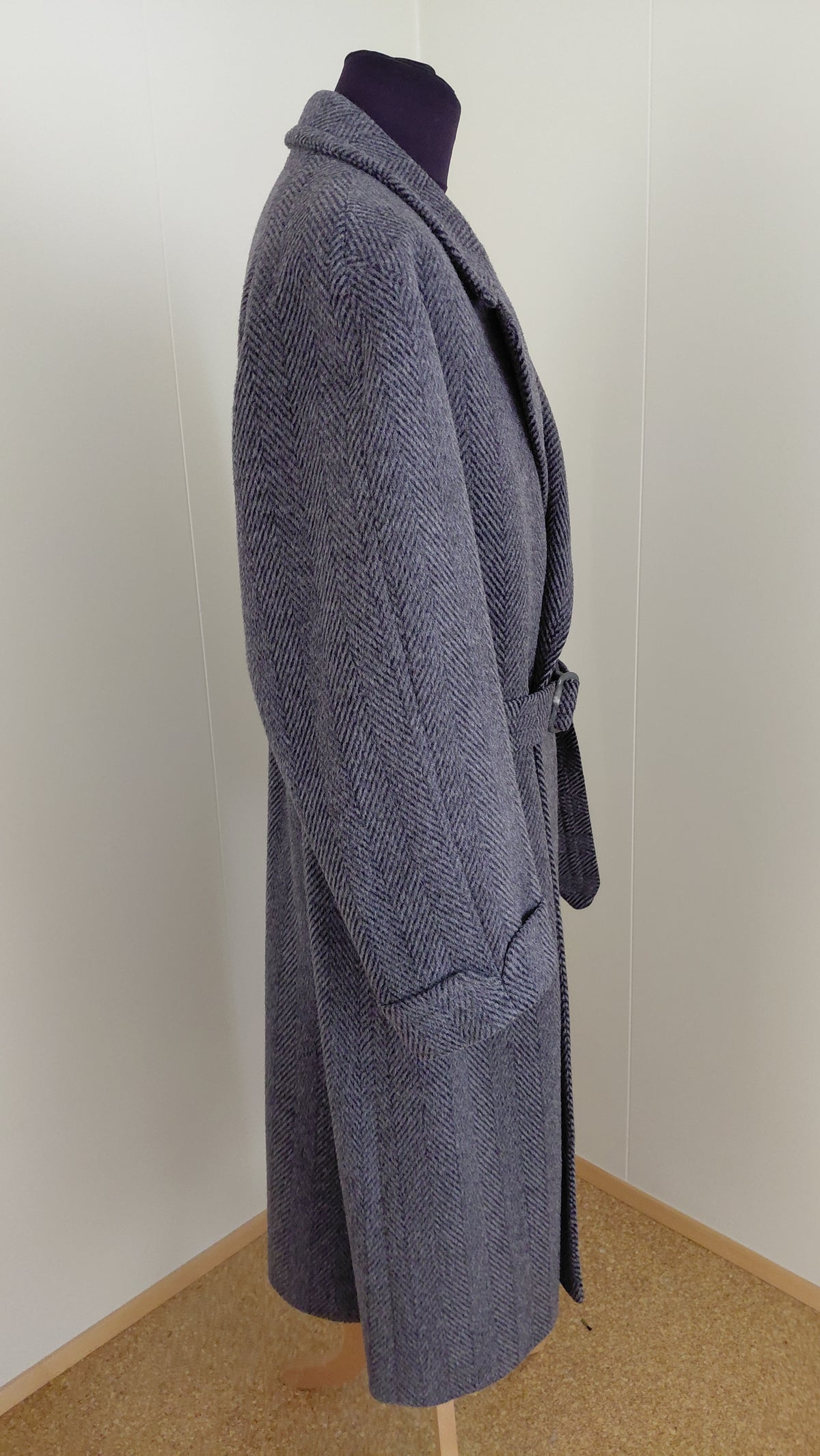 Vintage Herringbone ullar frakki úr Lama/Alpaka ull (1980-1989), EUR 54, Oscar Jacobson (Made in Sweden=