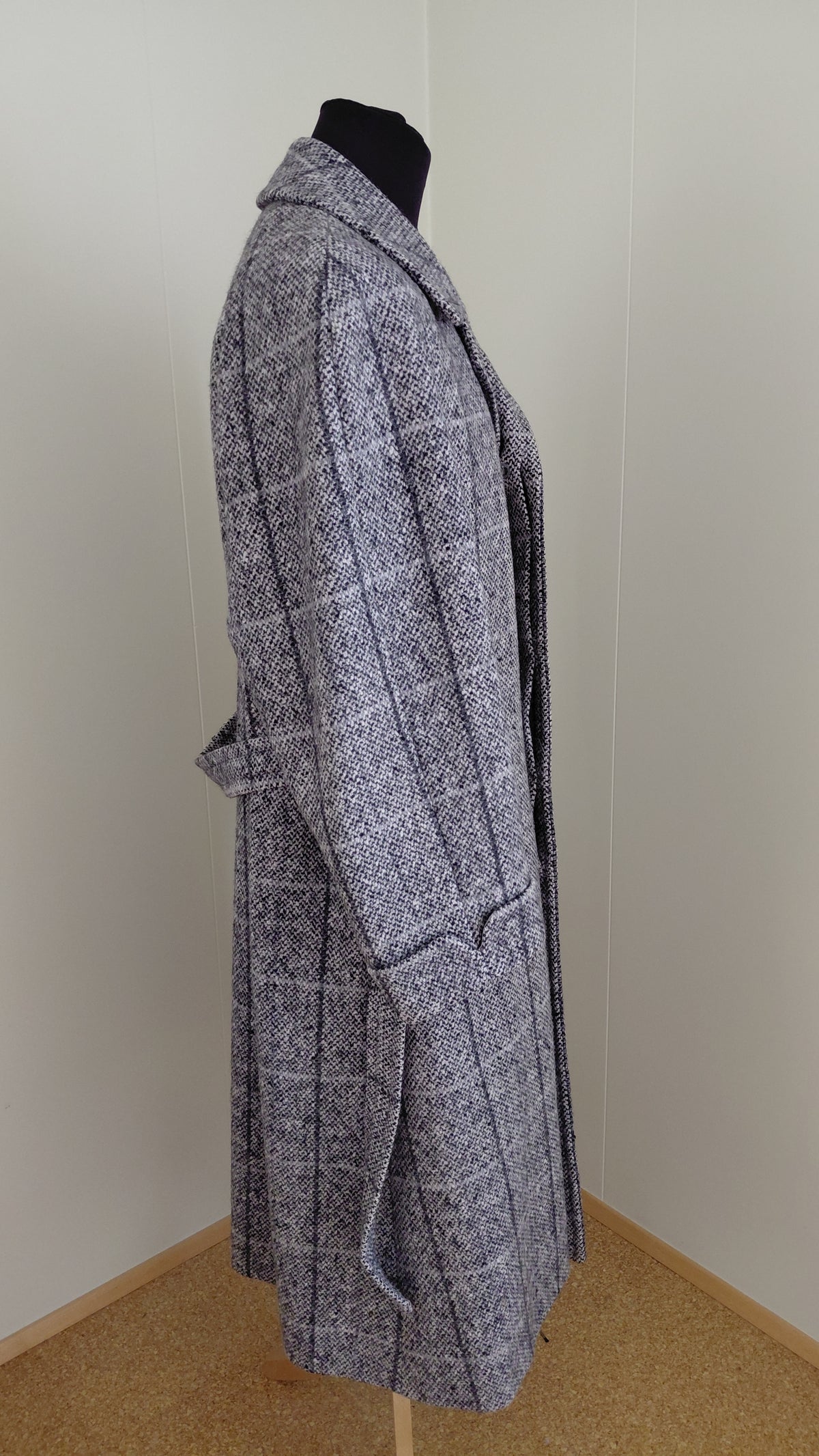 Vintage ullar trench coat/ frakki (1980-1989), L - XL, Oscar Jacobson (Made in Sweden=