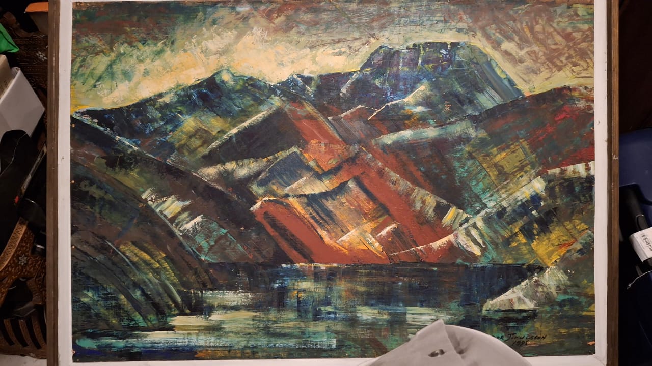 Málverk olía landslag (69x101 cm), Garðar Jökulsson
