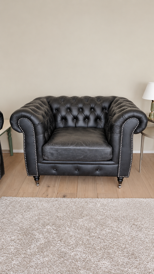 Imperial (Chesterfield) hægindastóll úr vintage leðri, Lasunya / Imperial