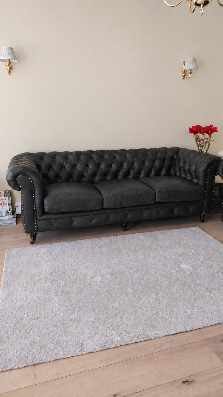 Imperial (Chesterfield) 3. manna sófi úr vintage leðri, Lasunya / Imperial