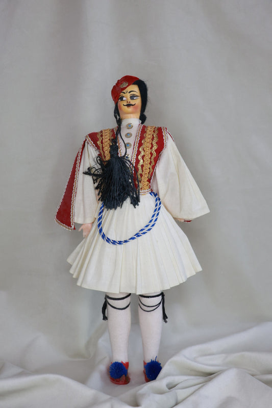 Grísk þjóðbúninga dúkka - Evzone/Tsolias (1960-1970), Vintage