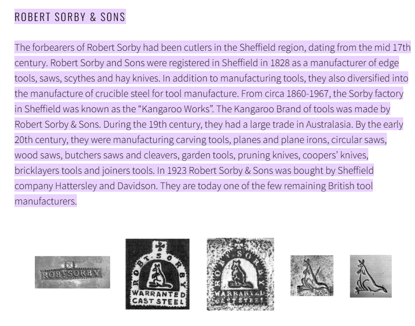 Antík heflari (1860-1967), Robert Sorby & Sons